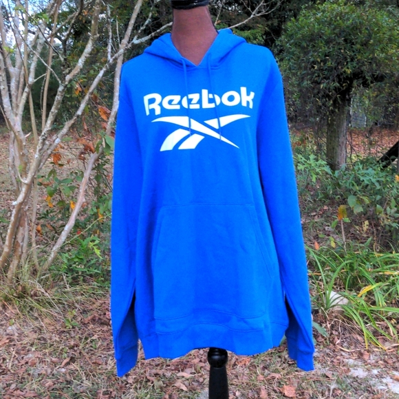 Reebok Other - Reebok Men's Blue Identity Long Sleeve Logo Fleece Pullover Hoodie Sweatshirt NW
